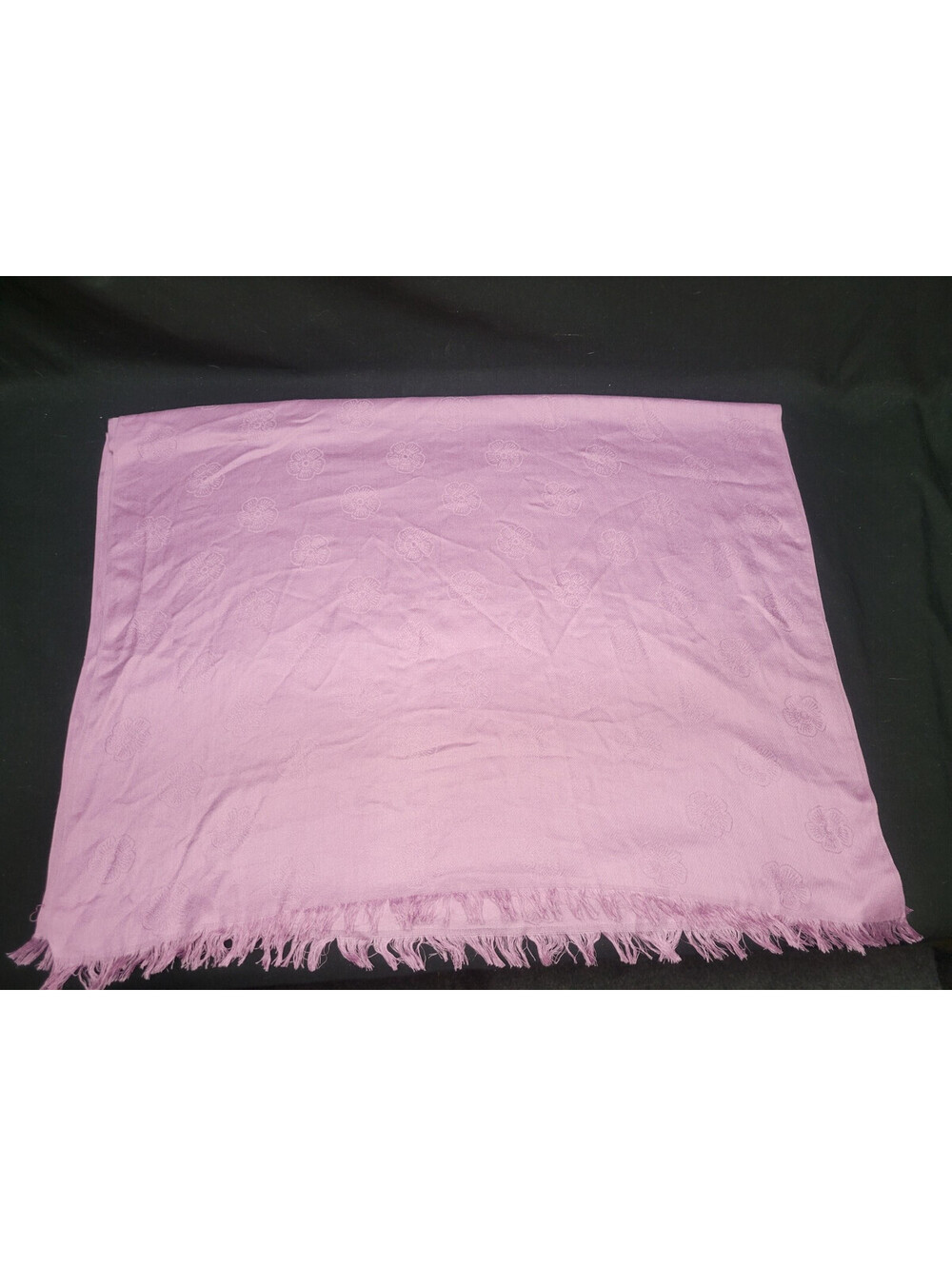 Coach Womens Scarf Purple Lavender Floral Pattern Design w/ fringes 26"x80"